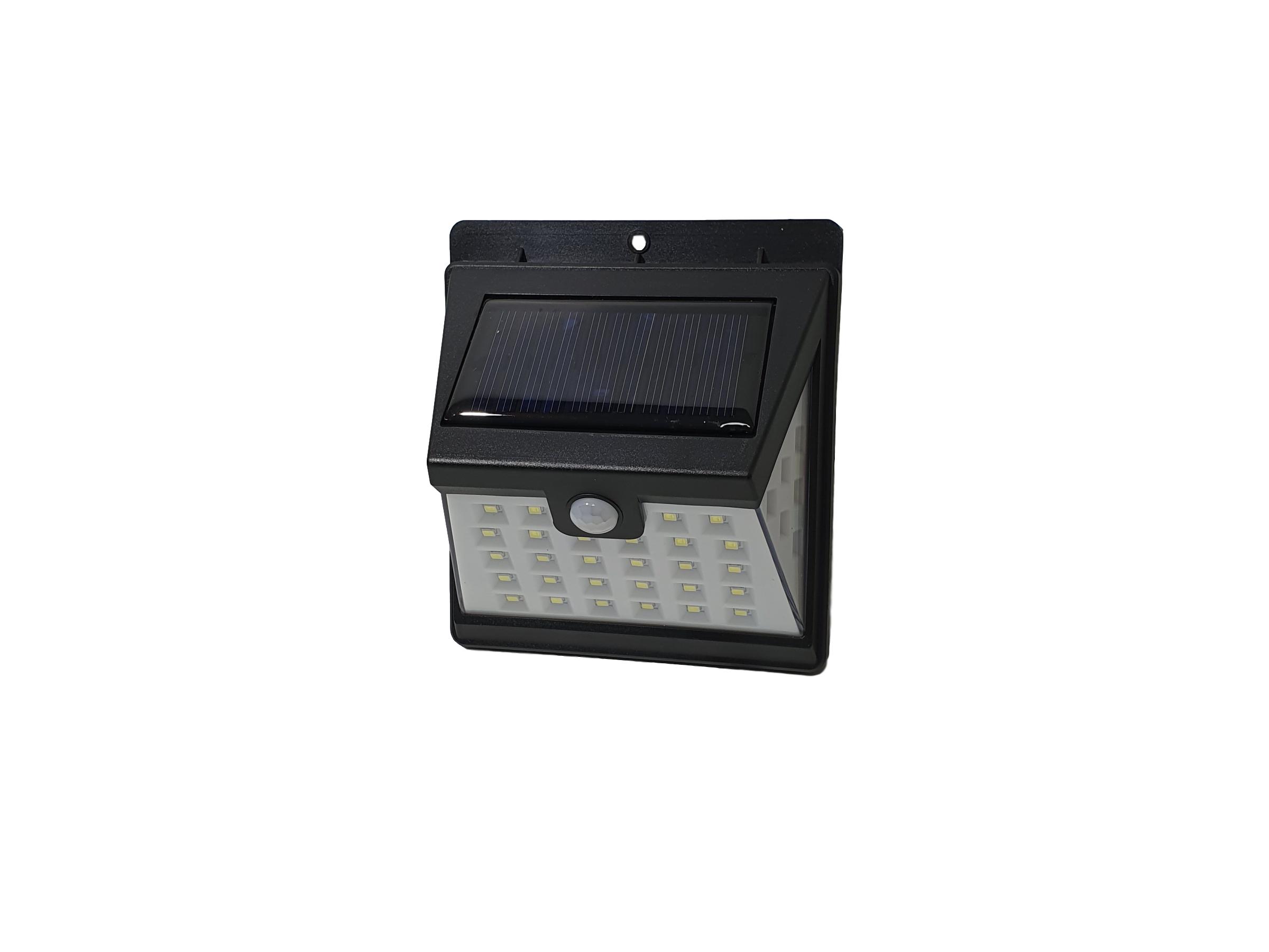 תאורה סולארית קטנה + גלאי תנועה להתקנה על קיר - 40 לדים