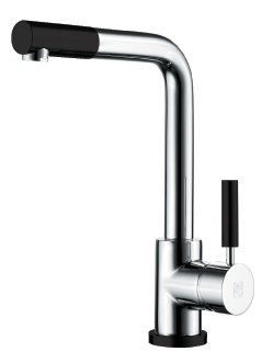 ברז נשלף גבוה למטבח מצב זרימה אחד דגם 12352 ניקל בשילוב שחור מט